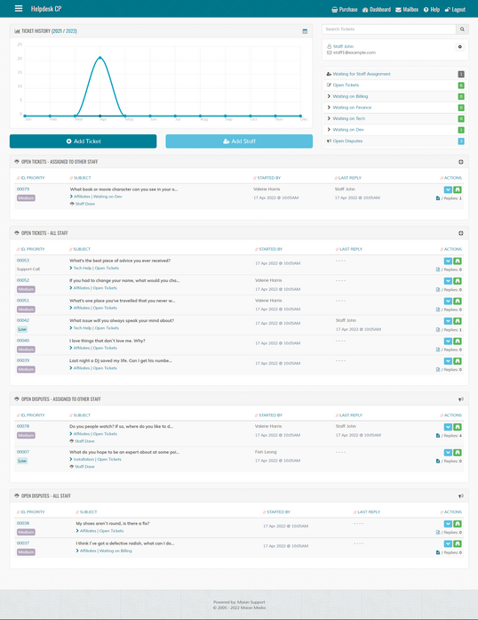 Screenshot: Admin Control Panel