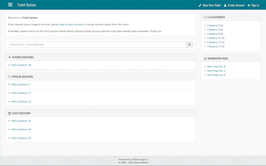 Screenshot: User Control Panel